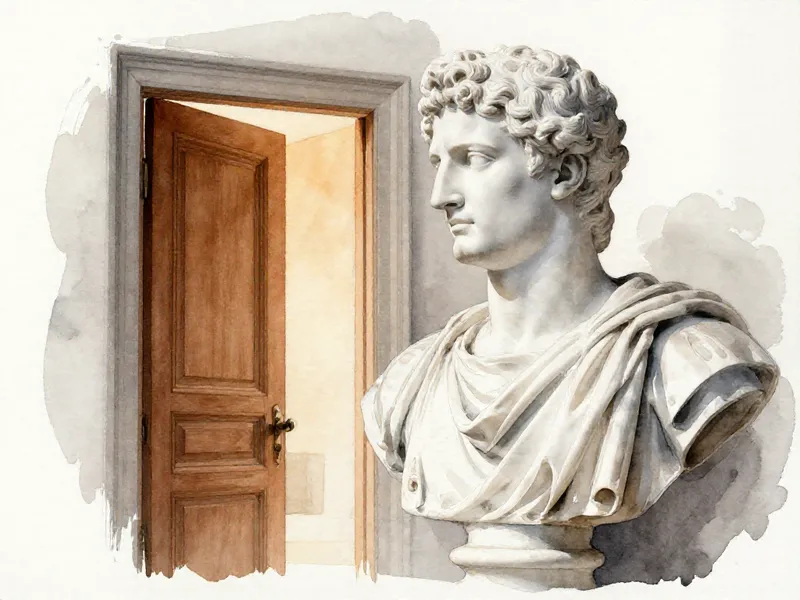 AI watercolour of a Roman bust beside a lit doorway, made with Z-Image-Turbo